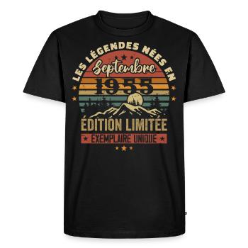 Rétro 1955 - Les légendes nées en Septembre 1955 - T-shirt Premium bio Homme - noir - Devant - Nico (187cm)