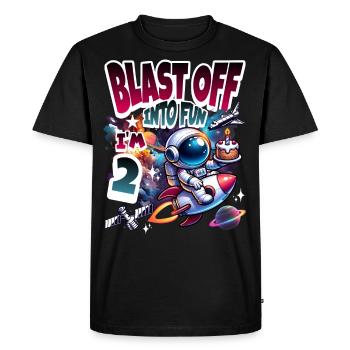 Astronaut 2nd Birthday Space - Men's Premium Organic T-Shirt - black - Front - Nico (187cm)