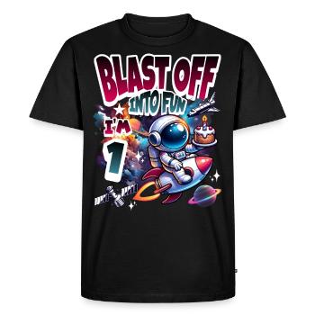 Astronaut 1st Birthday Space - Men's Premium Organic T-Shirt - black - Front - Nico (187cm)