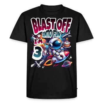 Astronaut 3rd Birthday Space - Men's Premium Organic T-Shirt - black - Front - Nico (187cm)