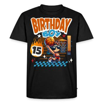 15e anniversaire de basket-ball - T-shirt Premium bio Homme - noir - Devant - Nico (187cm)