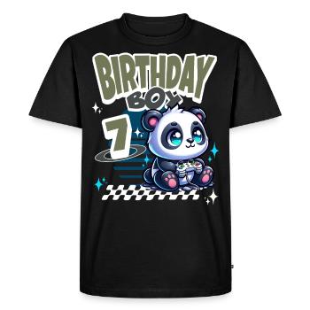 7th Birthday Children's Birthday Gaming Panda - Men's Premium Organic T-Shirt - black - Front - Nico (187cm)