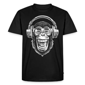 T-shirt rétro chimpanzé pour les fans de vinyle - T-shirt Premium bio Homme - noir - Devant - Nico (187cm)