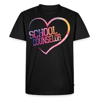 Conseiller d’école Coeur Aquarelle - T-shirt Premium bio Homme - noir - Devant - Nico (187cm)