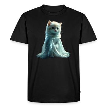Cute Ghost Kitten Halloween Cute Design - Men's Premium Organic T-Shirt - black - Front - Nico (187cm)