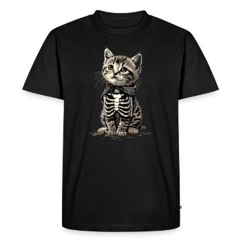 Cute Skeleton Kitten - Halloween Disguise - Men's Premium Organic T-Shirt - black - Front - Nico (187cm)