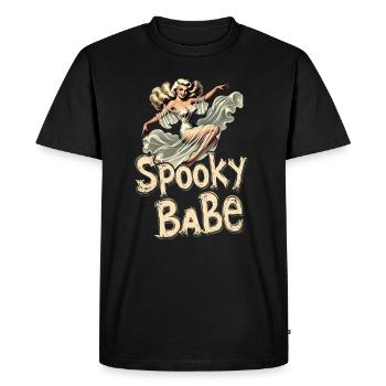 Spooky Babe Retro Ghost Women's Costume - Men's Premium Organic T-Shirt - black - Front - Nico (187cm)