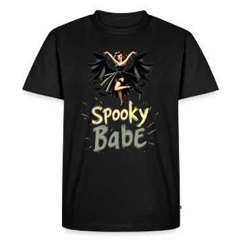 Spooky Babe Bat Retro Halloween Women's - Men's Premium Organic T-Shirt - black - Front - Nico (187cm)