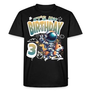Astronaut 3rd Birthday Space Dog Funny - Men's Premium Organic T-Shirt - black - Front - Nico (187cm)