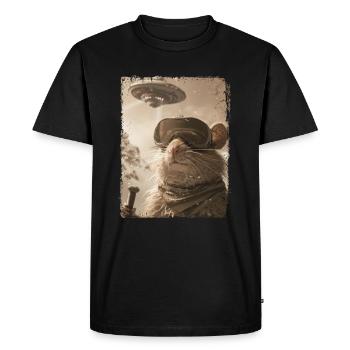 UFO Retro Vintage Uncanny Alien Ski Mouse - Men's Premium Organic T-Shirt - black - Front - Nico (187cm)