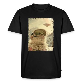 UFO Retro Vintage Uncanny Alien Winter Mouse - Men's Premium Organic T-Shirt - black - Front - Nico (187cm)