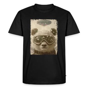 OVNI rétro vintage étrange Alien Ski Panda - T-shirt Premium bio Homme - noir - Devant - Nico (187cm)