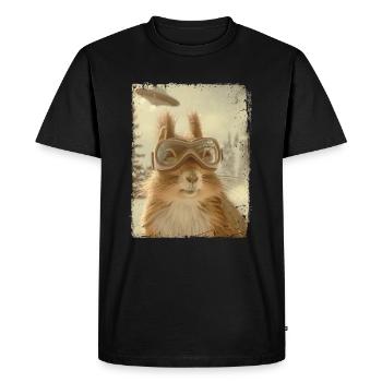 UFO Retro Vintage Uncanny Alien Ski Squirrel - Men's Premium Organic T-Shirt - black - Front - Nico (187cm)