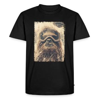 UFO Retro Vintage Uncanny Alien Snow Sloth - Men's Premium Organic T-Shirt - black - Front - Nico (187cm)