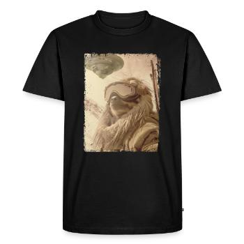 UFO Retro Vintage Uncanny Alien Ski Sloth - Men's Premium Organic T-Shirt - black - Front - Nico (187cm)
