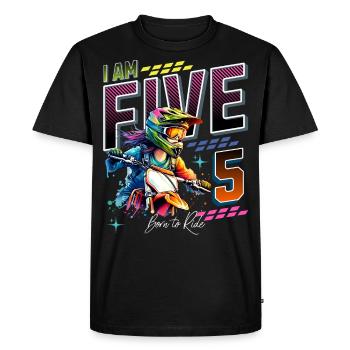 5ème anniversaire des filles de motocross - T-shirt Premium bio Homme - noir - Devant - Nico (187cm)