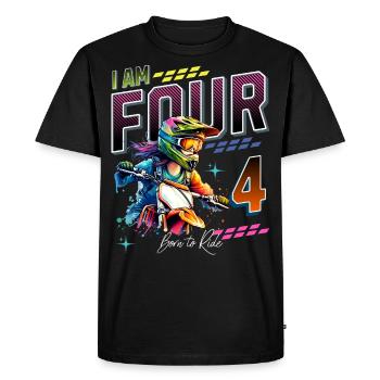 4ème anniversaire des filles de motocross - T-shirt Premium bio Homme - noir - Devant - Nico (187cm)
