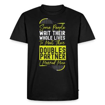 Funny Tennis Player Racket Husband - Men's Premium Organic T-Shirt - black - Front - Nico (187cm)