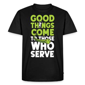 Drôle de joueur de tennis raquette bon - T-shirt Premium bio Homme - noir - Devant - Nico (187cm)