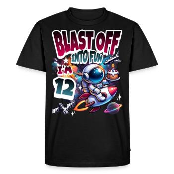 Espace du 12e anniversaire de l'astronaute - T-shirt Premium bio Homme - noir - Devant - Nico (187cm)