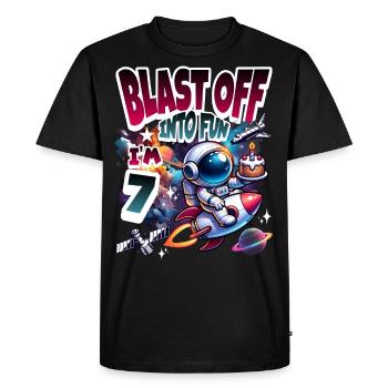 Espace du 7e anniversaire de l'astronaute - T-shirt Premium bio Homme - noir - Devant - Nico (187cm)