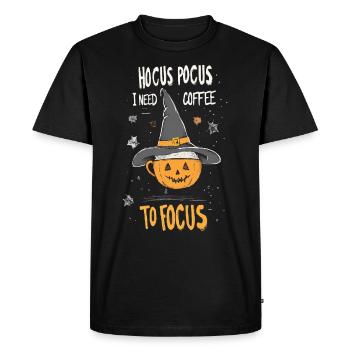 Hocus Pocus Halloween Pumpkin Coffee Witch Hat - Men's Premium Organic T-Shirt - black - Front - Nico (187cm)