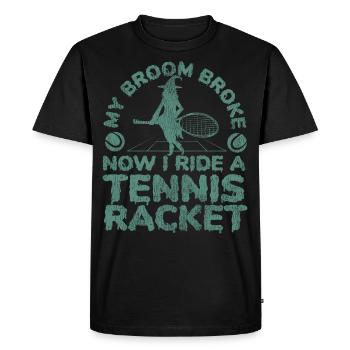 Funny Tennis Player Racket - Men's Premium Organic T-Shirt - black - Front - Nico (187cm)