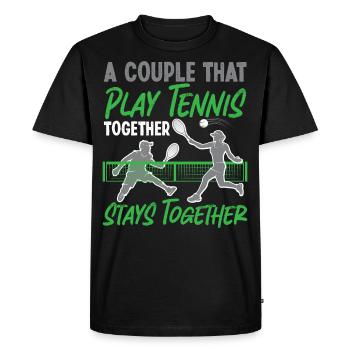 Drôle de joueur de tennis raquette couple - T-shirt Premium bio Homme - noir - Devant - Nico (187cm)