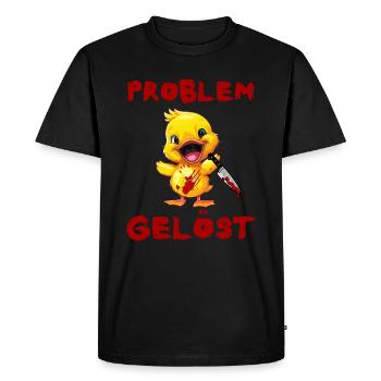 Problem solved - Duck with knife Halloween - Men's Premium Organic T-Shirt - black - Front - Nico (187cm)