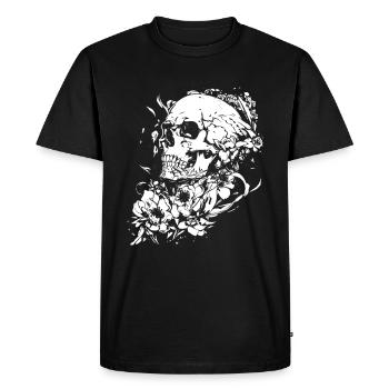 Crâne floral Crâne d’Halloween - T-shirt Premium bio Homme - noir - Devant - Nico (187cm)