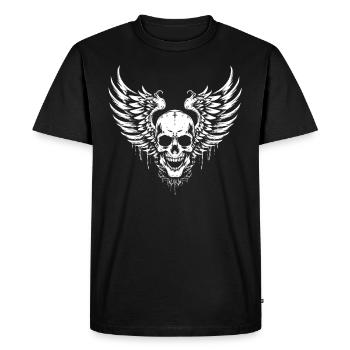 Skull Halloween with Wings - Skull Skeleton - Men's Premium Organic T-Shirt - black - Front - Nico (187cm)