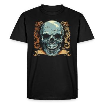Crâne Halloween Ornement Bannière - Totenschädel - T-shirt Premium bio Homme - noir - Devant - Nico (187cm)