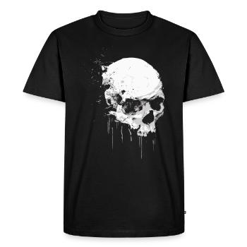 Skull Halloween Watercolor Painting - Splash Art Skull - Men's Premium Organic T-Shirt - black - Front - Nico (187cm)