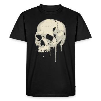 Crâne Halloween Drop Look - Crâne Squelette - T-shirt Premium bio Homme - noir - Devant - Nico (187cm)