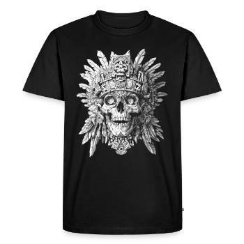Crâne Aztèque Halloween - Crâne Squelette Tribal - T-shirt Premium bio Homme - noir - Devant - Nico (187cm)