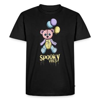 Tattered Teddy Bear with Balloons Halloween Design - Men's Premium Organic T-Shirt - black - Front - Nico (187cm)