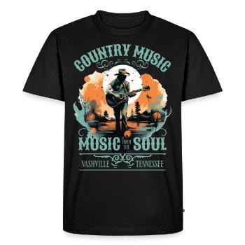 Musique country Guitare Guitariste Chanteur Vintage - T-shirt Premium bio Homme - noir - Devant - Nico (187cm)