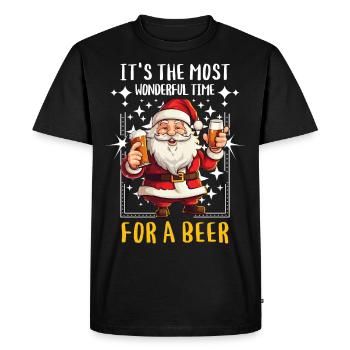 Christmas Beer Drinking Alcohol Santa Claus - Men's Premium Organic T-Shirt - black - Front - Nico (187cm)