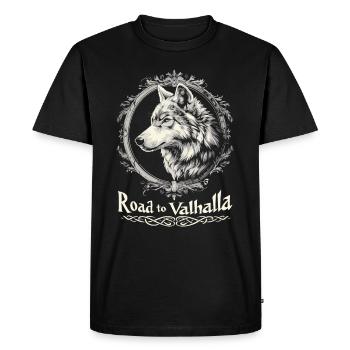 Road to Valhalla Viking Wolf Design - Men's Premium Organic T-Shirt - black - Front - Nico (187cm)
