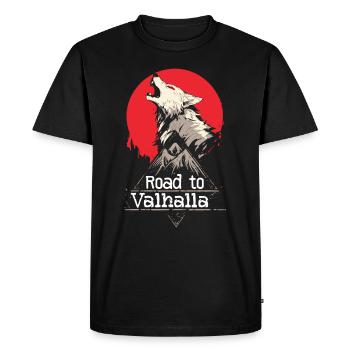 Wolf Road vers Valhalla Red Moon - T-shirt Premium bio Homme - noir - Devant - Nico (187cm)