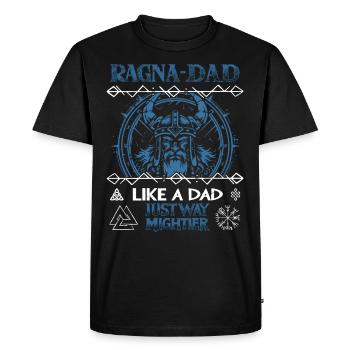 RAGNA-DAD Casque Viking bleu pour la fête des pères - T-shirt Premium bio Homme - noir - Devant - Nico (187cm)