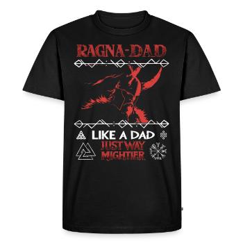 RAGNA-DAD Red Viking Warrior for Strong Fathers - Men's Premium Organic T-Shirt - black - Front - Nico (187cm)