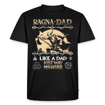 RAGNA-DAD Viking with Axe for Strong Fathers - Men's Premium Organic T-Shirt - black - Front - Nico (187cm)