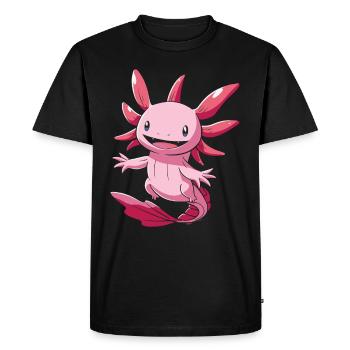 Cute Kawaii Axolotl for Axolotl Fans - Men's Premium Organic T-Shirt - black - Front - Nico (187cm)