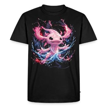 Axolotl lumineux magique plein d’énergie - T-shirt Premium bio Homme - noir - Devant - Nico (187cm)