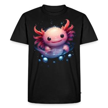Axolotl kawaii magique avec des bulles d’eau pour les fans - T-shirt Premium bio Homme - noir - Devant - Nico (187cm)