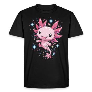 aKawaii Axolotl with Stars for Kids and Fans - Men's Premium Organic T-Shirt - black - Front - Nico (187cm)