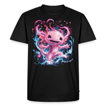 Axolotl magique à l’énergie lumineuse - T-shirt Premium bio Homme - noir - Devant - Nico (187cm)