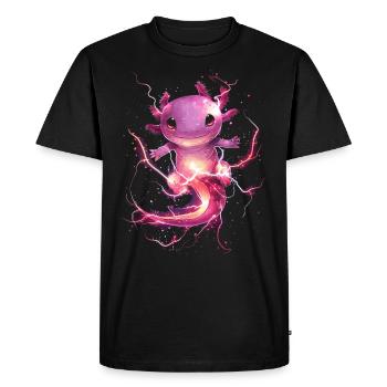 Axolotl lumineux avec électricité magique - T-shirt Premium bio Homme - noir - Devant - Nico (187cm)