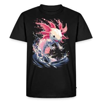 Puissant axolotl dans les vagues pour les fans d’axolotl - T-shirt Premium bio Homme - noir - Devant - Nico (187cm)